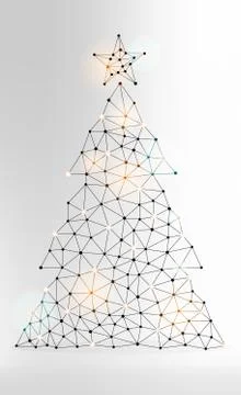 Abstract Christmas tree made of lines and dots Stock Illustration