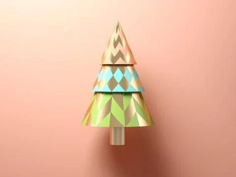 Abstract christmas tree on pink background Stock Illustration