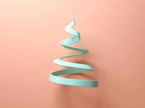 Abstract christmas tree on pink background 3d rendering Stock Illustration