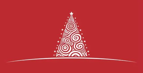 Abstract Christmas Tree on Red Background Stock Illustration