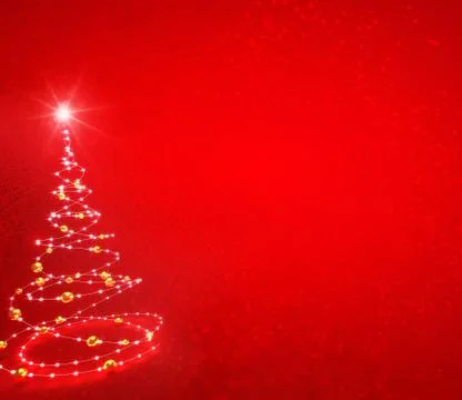 Abstract Christmas tree on red Stock Photos