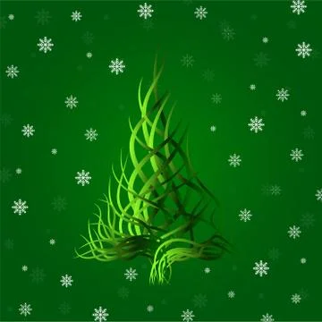 Abstract Christmas tree of wavy lines Stock Illustration
