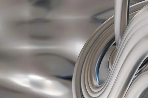Abstract chrome background with smooth, flowing curves and reflective surface Stock Photos