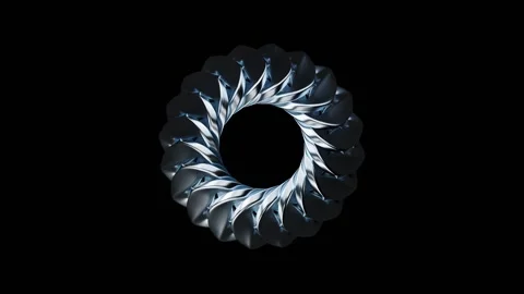 Abstract chrome metallic rotating flower-like shape with dynamic petals tra.. Stock Footage 332146895