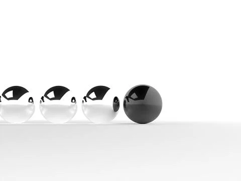 Abstract chrome sphere one is black isolated with shadow Stock Illustration