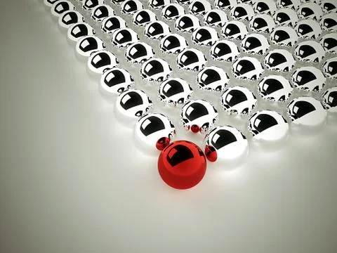 Abstract chrome sphere one red Stock Illustration