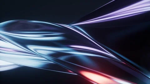 Abstract chrome twisted ribbon flowing with iridescent colorful light refle.. Stock Footage 328335129