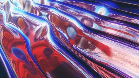 Abstract chrome waves background. Vivid colours and glitter texture Stock Illustration