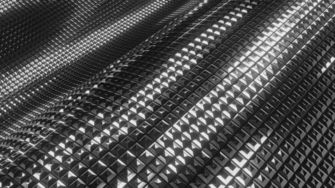 Abstract chromic shiny wave with pattern on small elements, 3d render Stock Footage 243796218