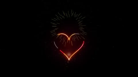 Abstract Chrono Heart Luminescent Firework Loops Seamless Loop Stock Footage 344090265