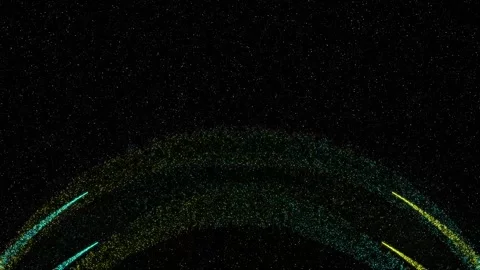 Abstract Cinematic Particle Arches on Starry Space Background Stock Footage 333401592