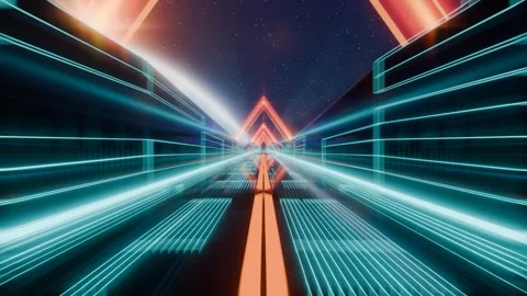 Abstract cinematic tunnel triangular structure with a sky background Vidéo 274849004