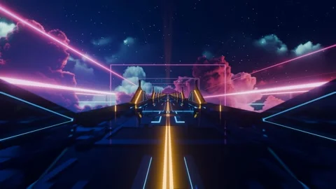 Abstract cinematic tunnel triangular structure with a sky background Vidéo 276498941