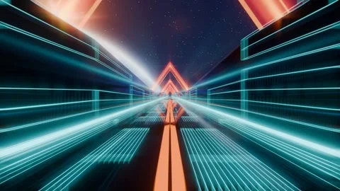 Abstract cinematic tunnel triangular structure with a sky background Vidéo 277084728