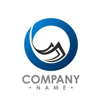 Abstract circle and flying stack papers vector logo design Stock Illustration