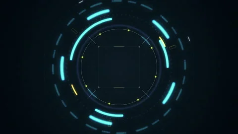 Abstract Circle and line HUD technological futuristic elements.particle data  Stock Footage 218066826