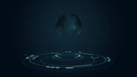 Abstract Circle and line HUD technological futuristic elements.particle data  Stock Footage 218067175