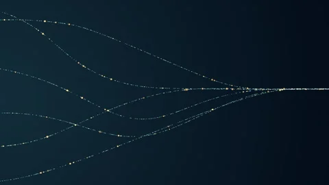 Abstract Circle and line HUD technological futuristic elements.particle dat.. Stock Footage 261702138