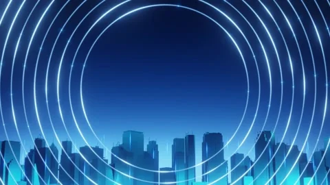 Abstract circle background with smart city Stock Footage 260722349