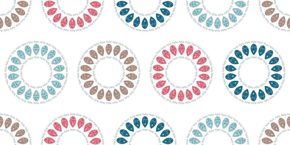Abstract circle bacteria vector texture, blue pink brown seamless background Stock Illustration