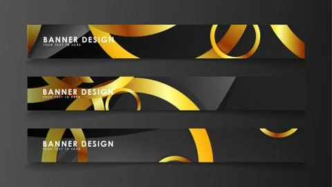 Abstract circle banner. Fancy vector illustration. golden circle on a dark ba Stock Illustration