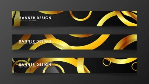 Abstract circle banner. Fancy vector illustration. golden circle on a dark ba Stock Illustration
