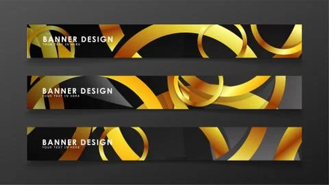 Abstract circle banner. Fancy vector illustration. golden circle on a dark ba Illustrazione stock