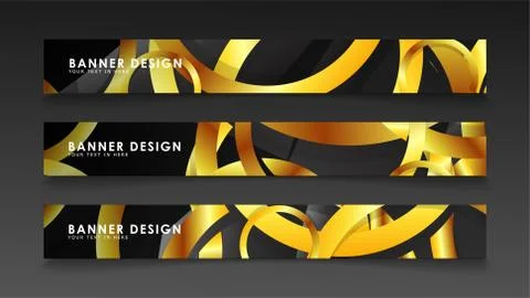 Abstract circle banner. Fancy vector illustration. golden circle on a dark ba Illustrazione stock
