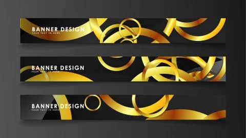 Abstract circle banner. Fancy vector illustration. golden circle on a dark ba Stock Illustration