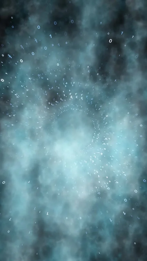 Abstract circle binary numbers on cloudy loop vertical background Stock Footage 346886470