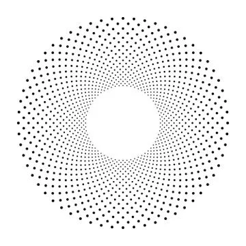 Abstract circle of black dots. Halftone effect. Modern design vector background Illustrazione stock