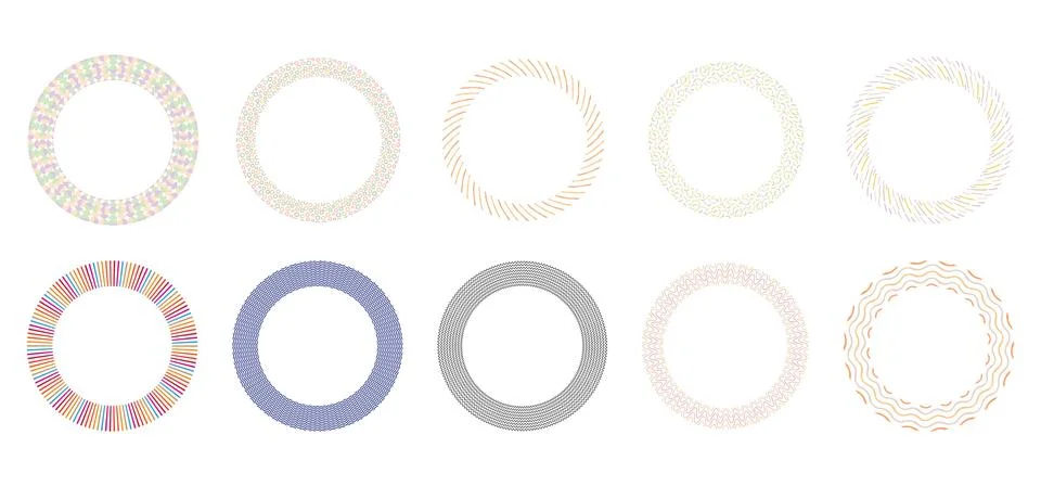 Abstract Circle Border Collection Decorative Round Frame Vector Illustratio.. Illustrazione stock