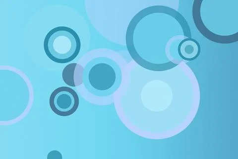 Abstract circle bubbles in layered rings on a soft blue gradient background.. 스톡 일러스트