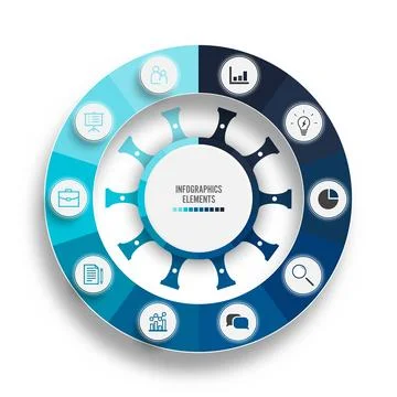 Abstract circle chart infographic template with 10 options for presentation.. Stock Illustration