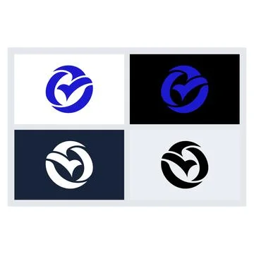 Abstract Circle Check Mark Logo Icon Set Stock Illustration