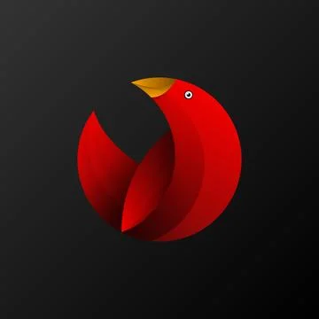 Abstract circle composition colorful gradient red bird logo illustration Stock Illustration