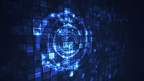 Abstract circle cyber digital technology seamless looping motion graphic Video stock 106060263