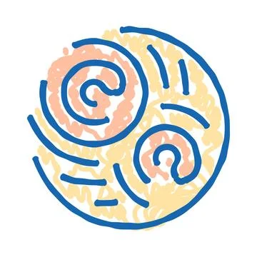 Abstract circle design with blue orange spirals Stockillustratie