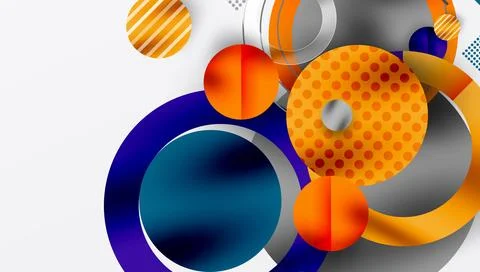 Abstract Circle Design with Overlapping Transparent Geometric Shapes Stock Illustration