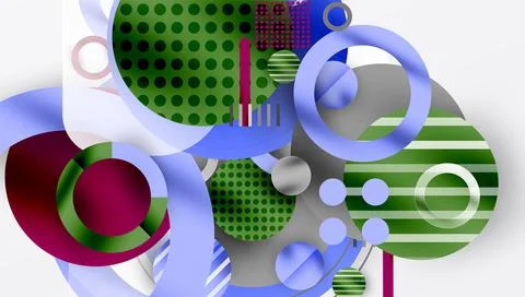 Abstract Circle Design with Overlapping Transparent Geometric Shapes Stock Illustration