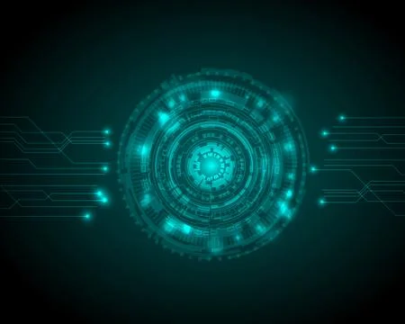 Abstract Circle digital technology background, futuristic structure elements  Illustrazione stock