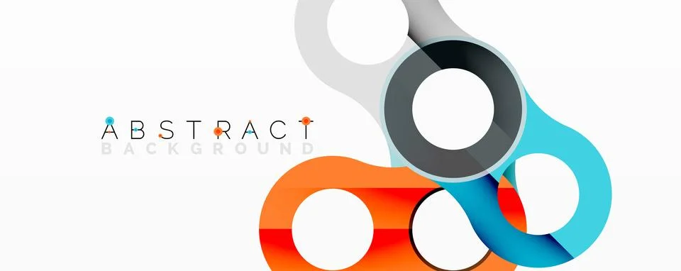 Abstract circle element composition with overlapping circular and tubular shapes Illustrazione stock