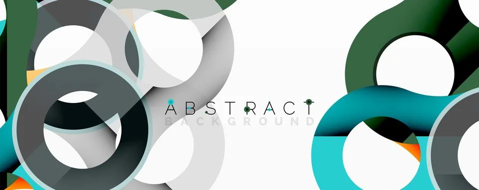 Abstract circle element composition with overlapping circular and tubular shapes Illustrazione stock