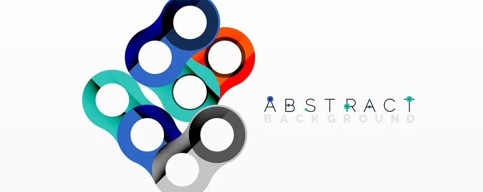 Abstract circle element composition with overlapping circular and tubular shapes Illustrazione stock