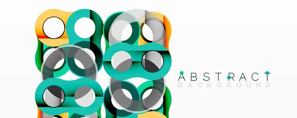 Abstract circle element composition with overlapping circular and tubular shapes Illustrazione stock