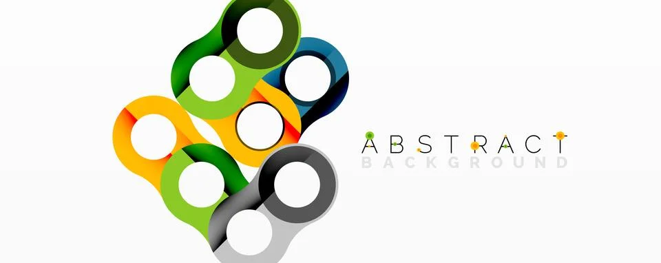 Abstract circle element composition with overlapping circular and tubular shapes Illustrazione stock