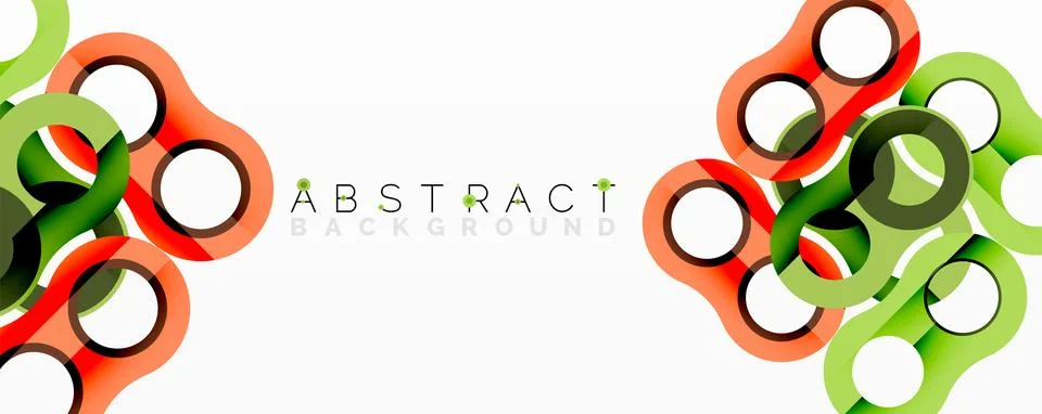 Abstract circle element composition with overlapping circular and tubular shapes Illustrazione stock