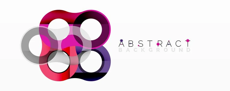 Abstract circle element composition with overlapping circular and tubular shapes Illustrazione stock