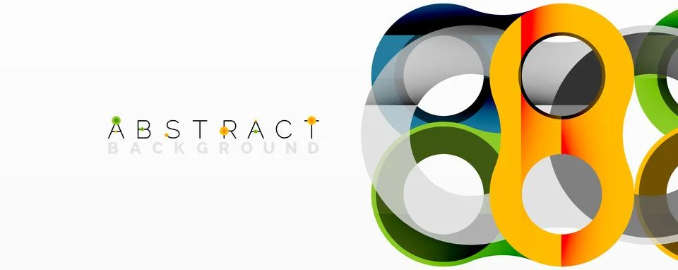 Abstract circle element composition with overlapping circular and tubular shapes Illustrazione stock