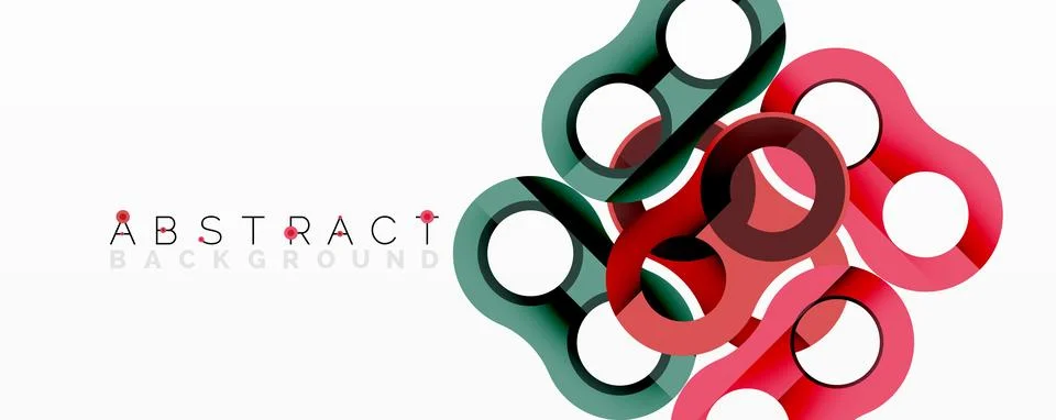 Abstract circle element composition with overlapping circular and tubular shapes Illustrazione stock